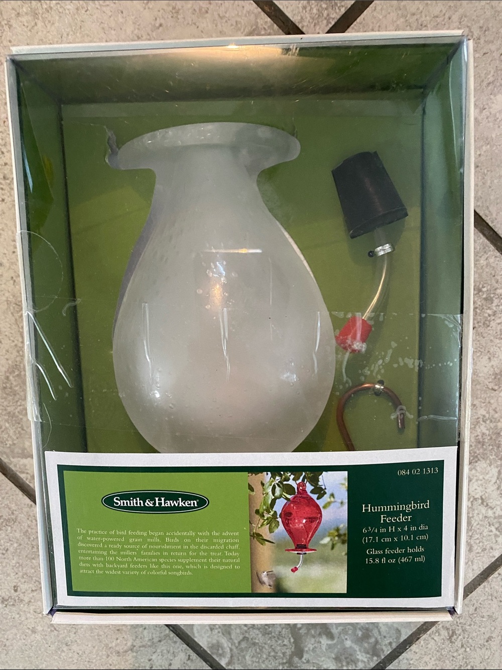 Smith & Hawken Frosted Glass Hummingbird Feeder - Clear/White